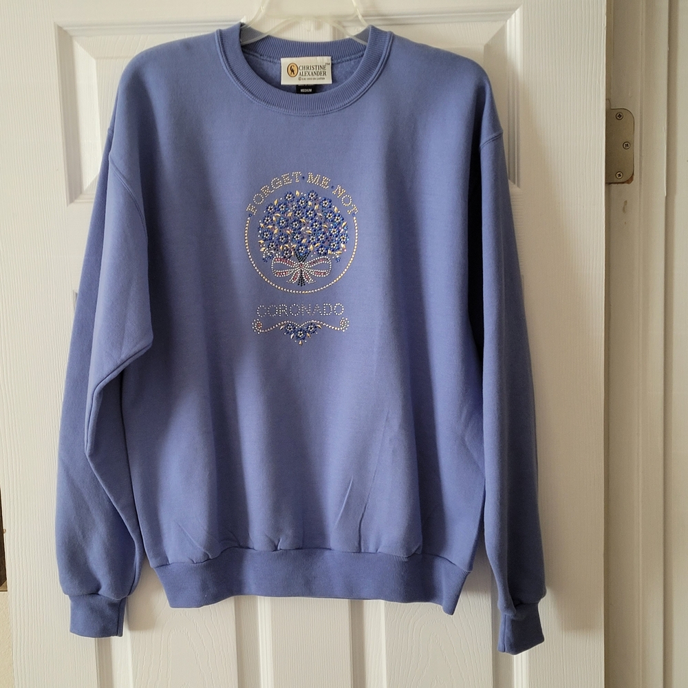 Christine Alexander Blue Embellished Sweatshirt